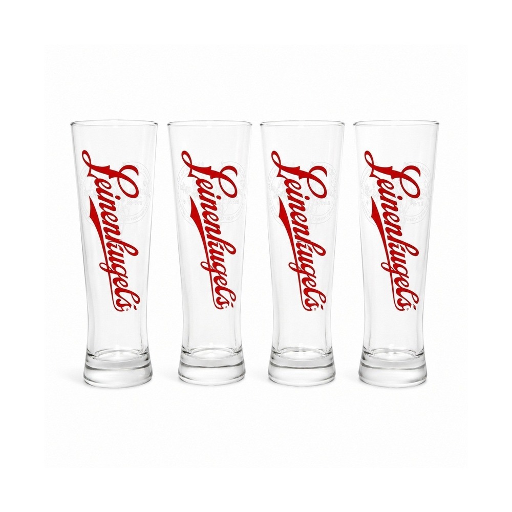 Leinenkugel's Pilsner Beer Glasses Unisex OS Clear Red Logo Set of 4 Shandy 9"